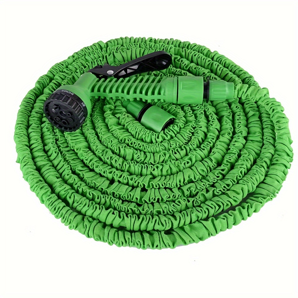 

Expandable Garden Hose Set With 7-function Spray Nozzle - Durable Rubber Material, Universal Connector Thread, Leakproof & Tear-resistant, 3/4" Fittings - Easy To Use & Store
