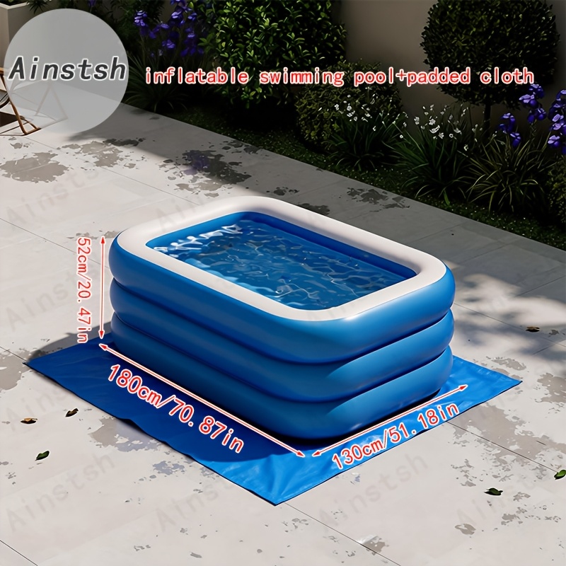 Large Inflatable Pool with Cover Mat for Backyard Relaxation