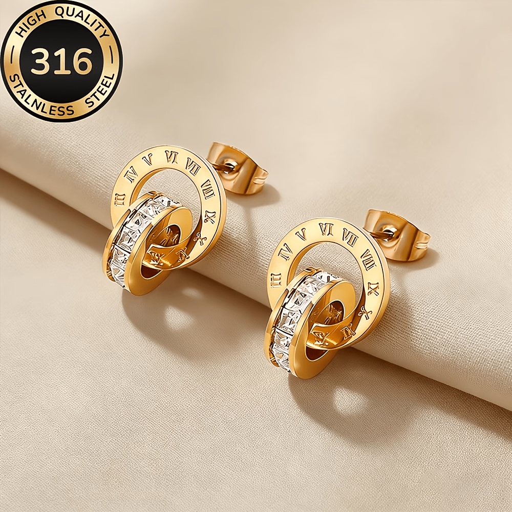 Fashionable Roman Numeral Stud Earrings for Women