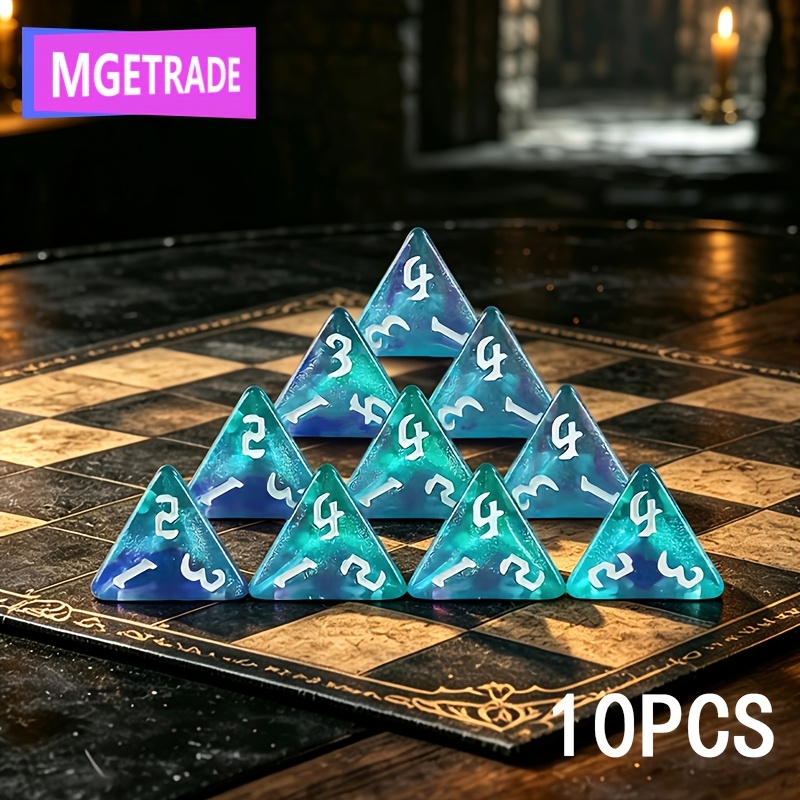 10pcs Nebula Swirl Gradient Color D4 Polyhedral Dice Set