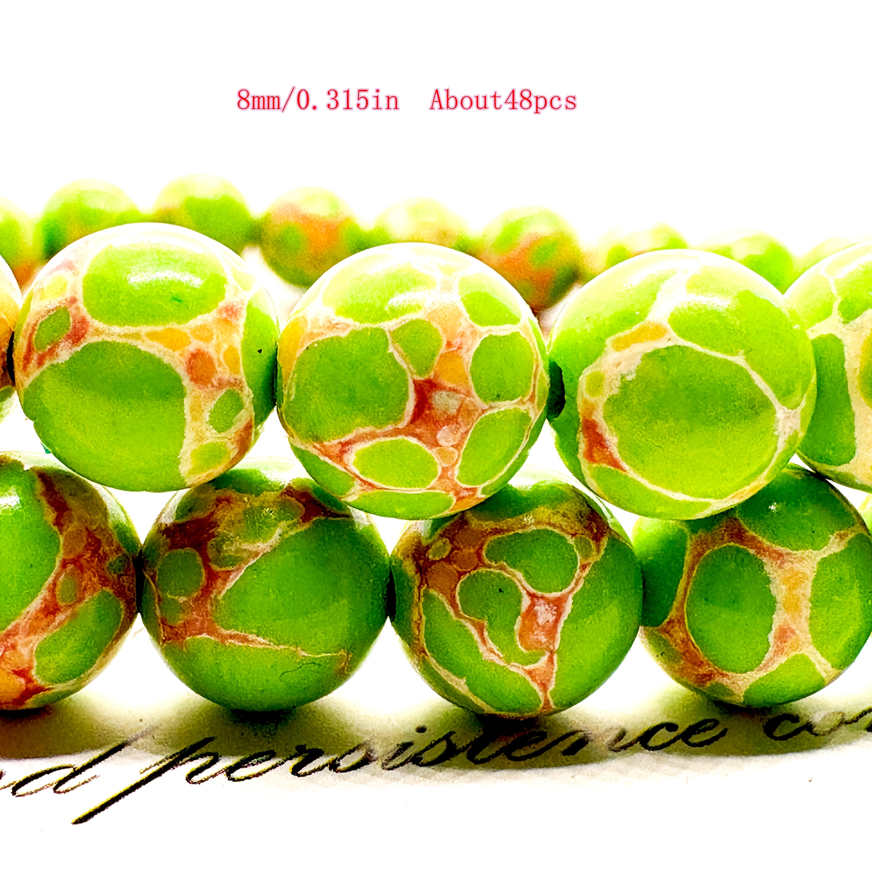 TEMU 92/64/48pcs Of Turquoise With Patterns, 4/6/8mm Round Surface, Scattered Beads, Suitable For Making Such As Bracelets, Earrings, Necklaces,