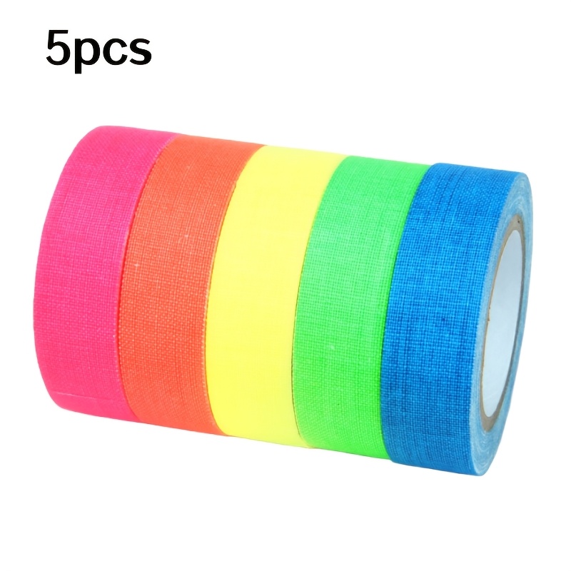 TEMU 5 Rolls Of Fluorescent Tape 1.5cm*5 Meters Suitable For Party Decoration Bar Atmosphere Decoration, Festive Venue Styling, Decorative Adhesive