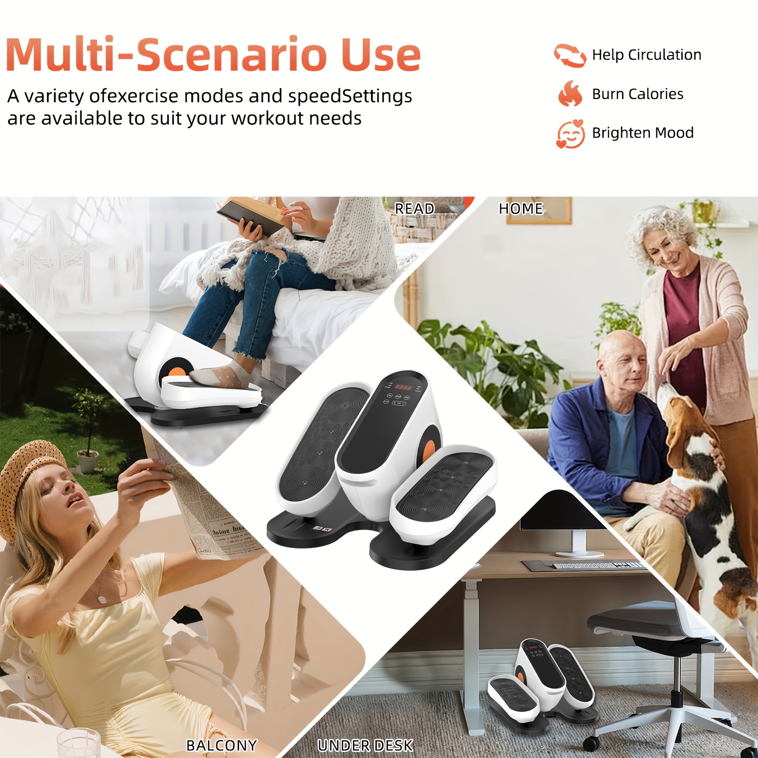 [Portable Elliptical Machine] Quiet & Portable 13-Speed Under Desk Elliptical Machine, Ellipse Leg Exerciser For Seniors - Fully Assembled Electric Seated Pedal Exerciser