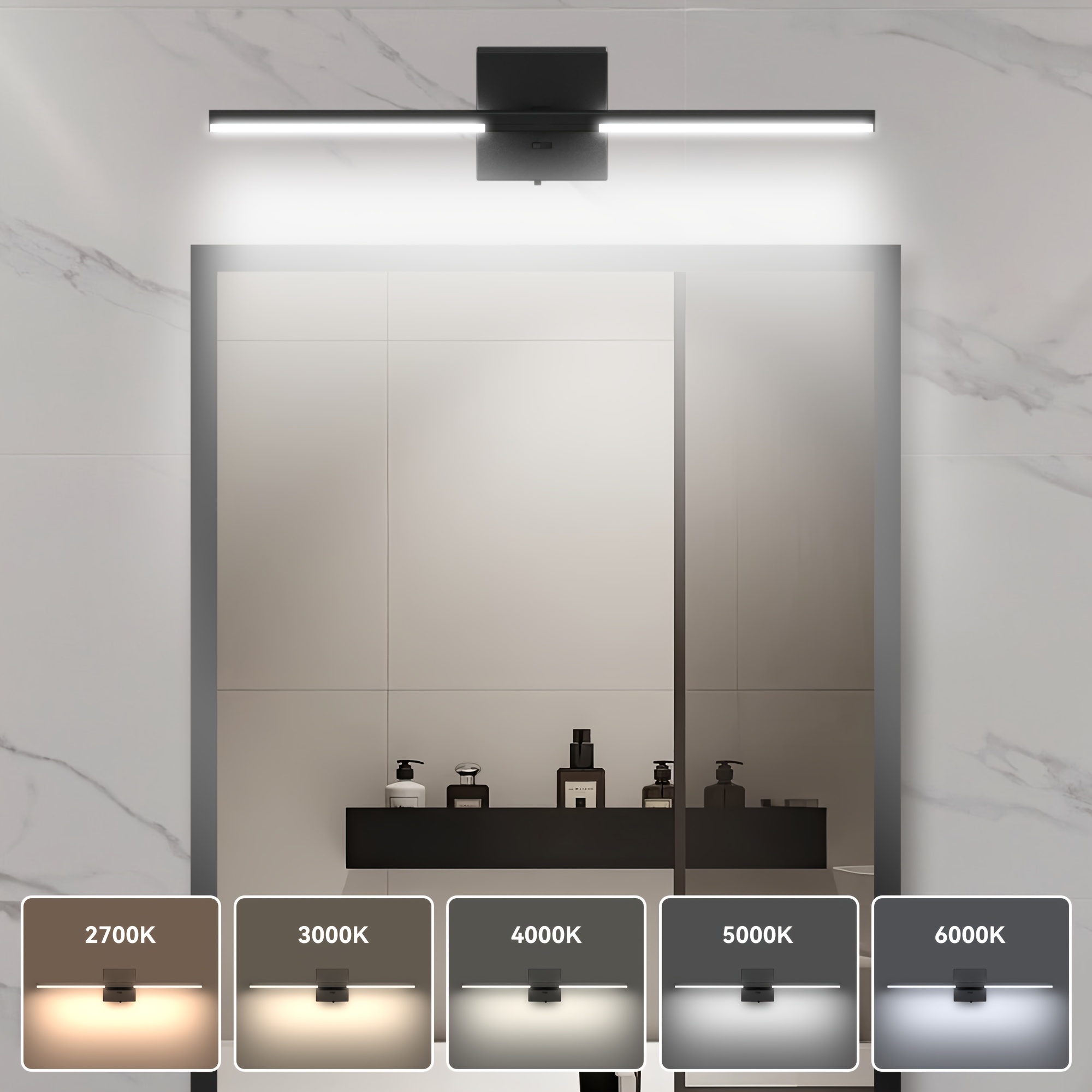 24 inch modern led bathroom vanity light built in dimmer switch 14w dimmable   fixture over mirror matte   aluminum wall sconce adjustable color temperature etl fcc  