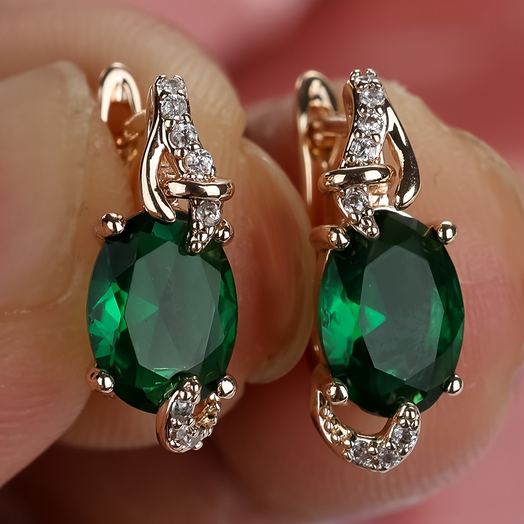 TEMU Angol 2pcs Golden Teardrop Cut Stone Drop Earrings For Women, Clip-on Earrings, Wedding Jewelry. Base Is Hand-set, And Are Normal