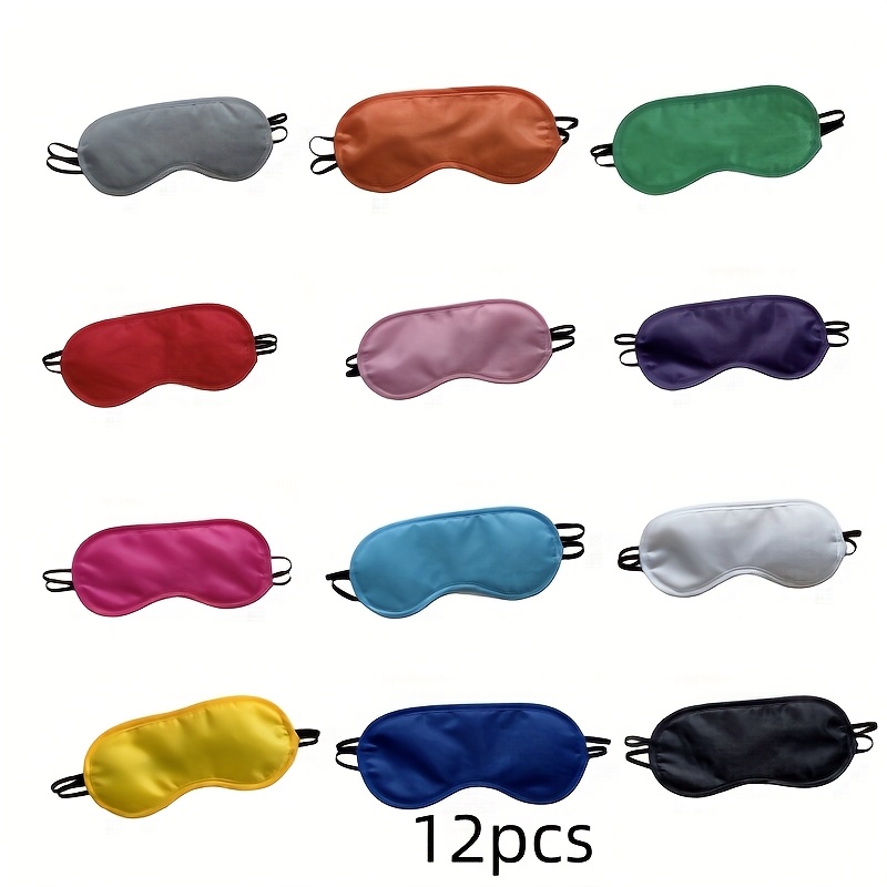 TEMU 12pcs Soft & Adjustable Sleep Masks - Mixed Colors, Elastic Band For , Ideal For Travel & , Non-scented, Latex-free, Adult Use, Travel Sleeping