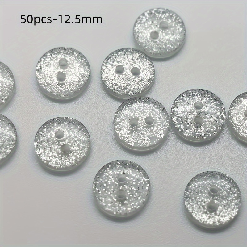 50pcs Resin Sewing Buttons With , 12.5mm/15mm Diameter, Double Holes, White, Plastic Material - Crafts And Scrapbooking