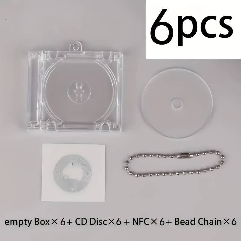 TEMU 6/2pcs Mini Rectangular Transparent Music-themed Cd Case Keychain With , Blank Diy Keychain For Backpack Accessories, Phone Tags & Tech Gifts,