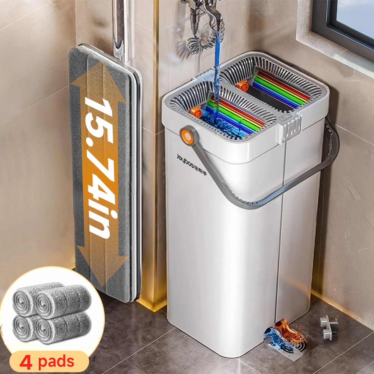 Lot De 3 Serpillères CLEANHOME Avec Manche Télescopique 114-140 Cm – Microfibre Chenille/polyester/torsadée – Pour Sols Durs