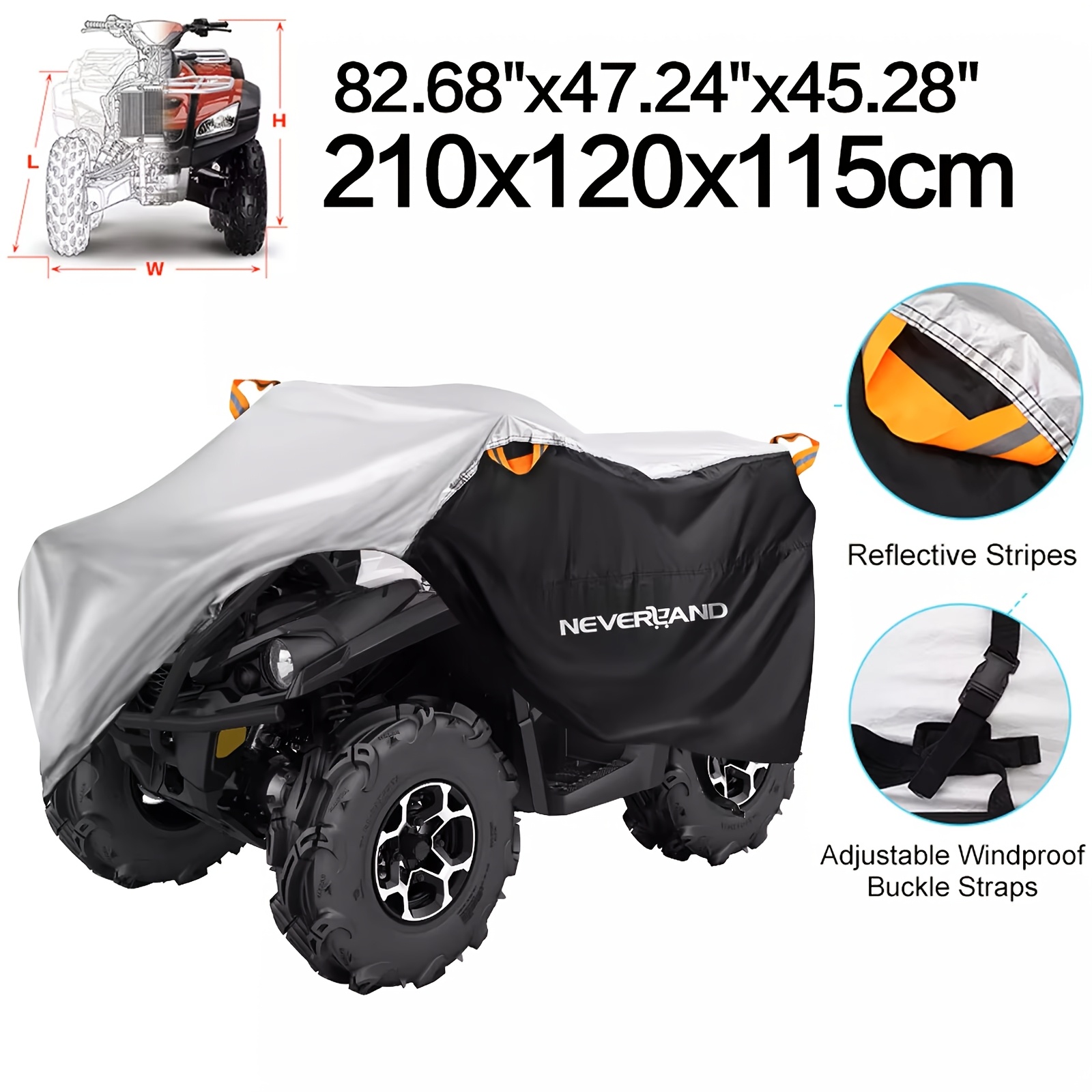 Neverland Bike Atv Code (256x110x120cm) Universal 190t Motorcycle Cover Protector On Sides