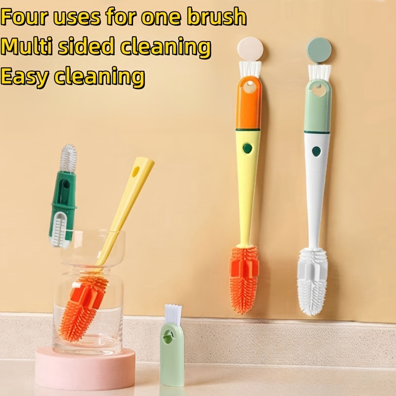 

3-in-1 Long Handle Bottle Cleaning Brush Set For Sports Bottles & Glassware - Reusable, No-electricity Needed, Kitchen Essential For Easy Reach &