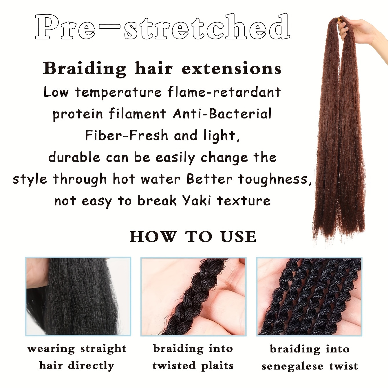 Synthetic Braiding Hair Dark Brown Heat Resistant Fiber - Temu