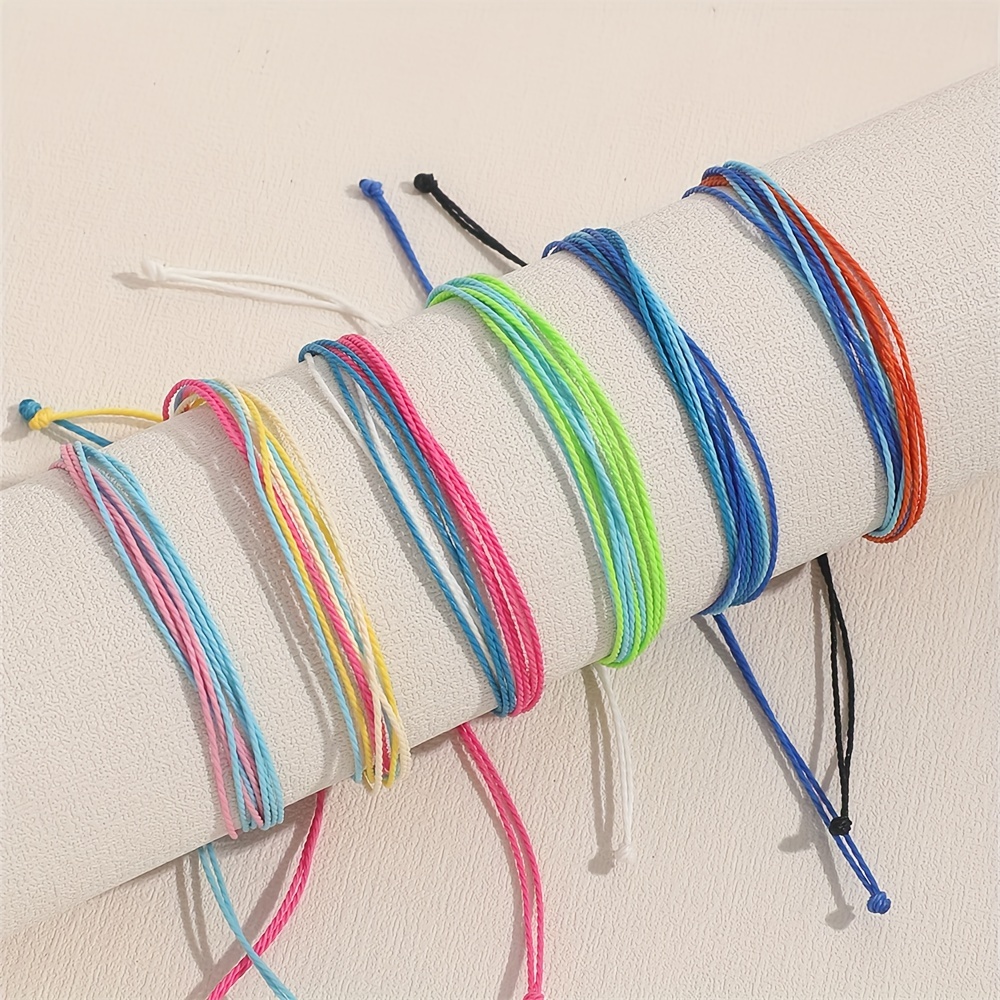 6 Pack Bohemian Waterproof Adjustable Pull String Bracelets
