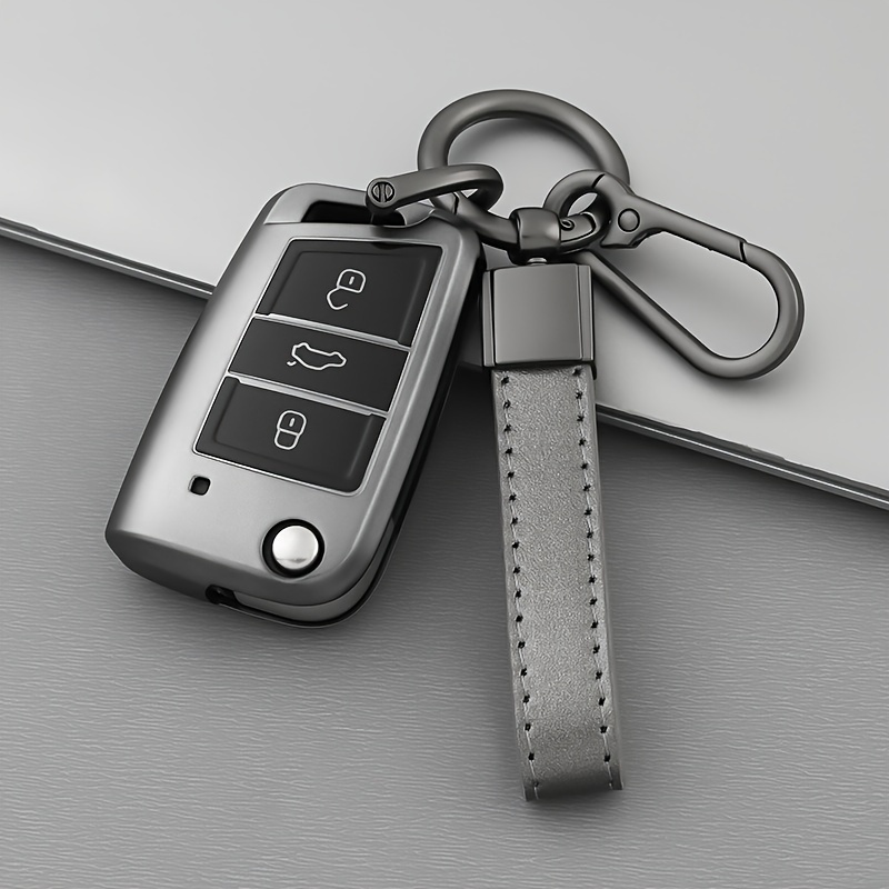 

Premium Titanium Gray Tpu Key Fob With Metal Clasp For Volkswagen Golf 7, Mk7, , Octavia, Seat Ateca, Leon, Fr2, Ibiza - Durable Car Key Case