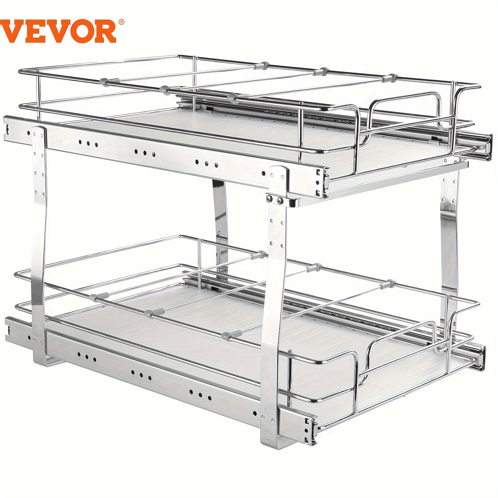 

Vevor 2 Tier 13"w X 21"d Pull Out Cabinet Organizer, Heavy Duty Slide Out Pantry Shelves, -plated Steel Roll Out Drawers, Sliding Drawer Storage For Inside Kitchen Cabinet, Bathroom, Under Sink