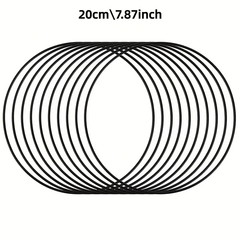 E-shop 10 Stück Schwarze Metall-Bastelringe in verschiedenen Größen (10cm, 15cm, 20cm, 25cm) – Ideal für Kränze, Traumfänger Hängedekorationen. Aus