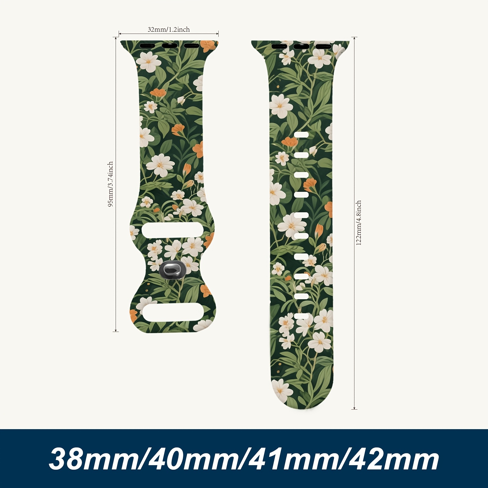 TEMU Floral Band Compatible With Watch Bands 38mm 40mm 41mm 42mm 44mm 45mm 49mm For Women Men Gifts Fancy Dressy Cute Flower Pattern Soft Wristband