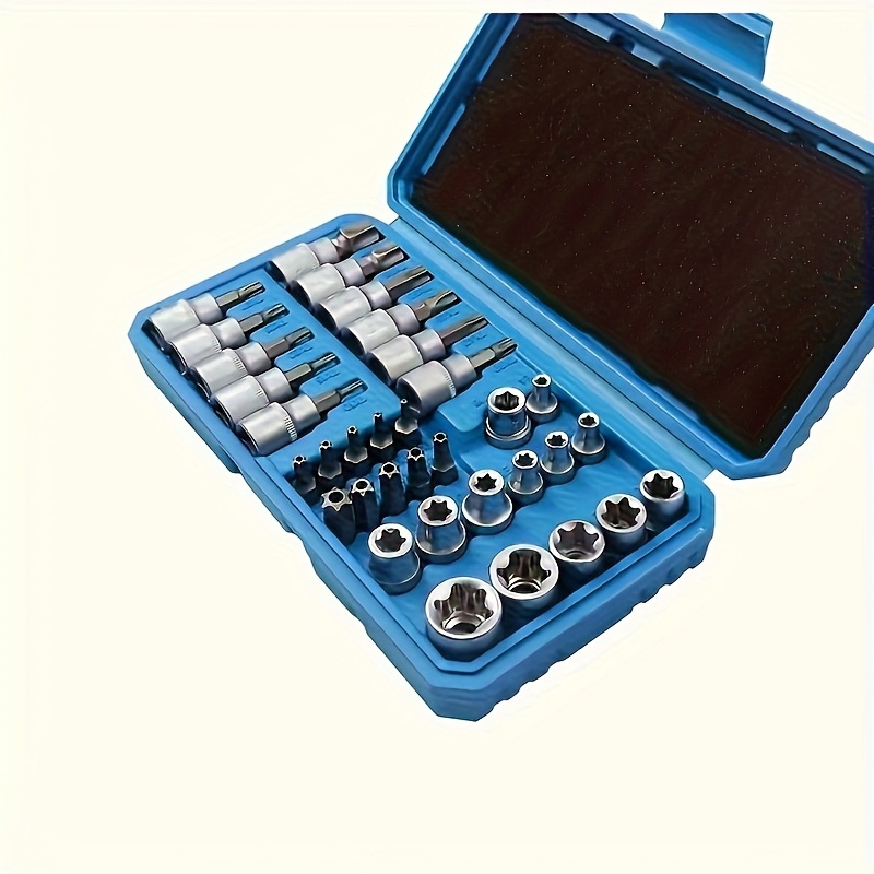 TEMU 34pcs Plum Star Socket Set With Sockets And Hex Socket Bit Set