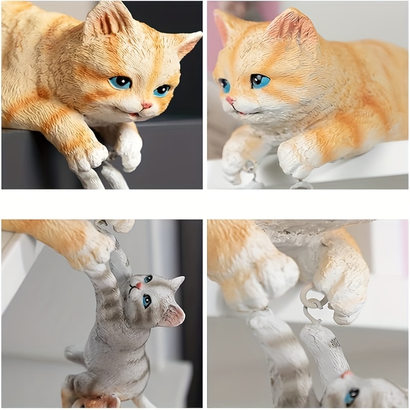 realistic cute mother and child cat statue creative resin kitten sculpture ornament   doll figurine home decor living room tabletop entrance decoration   animal display details 3