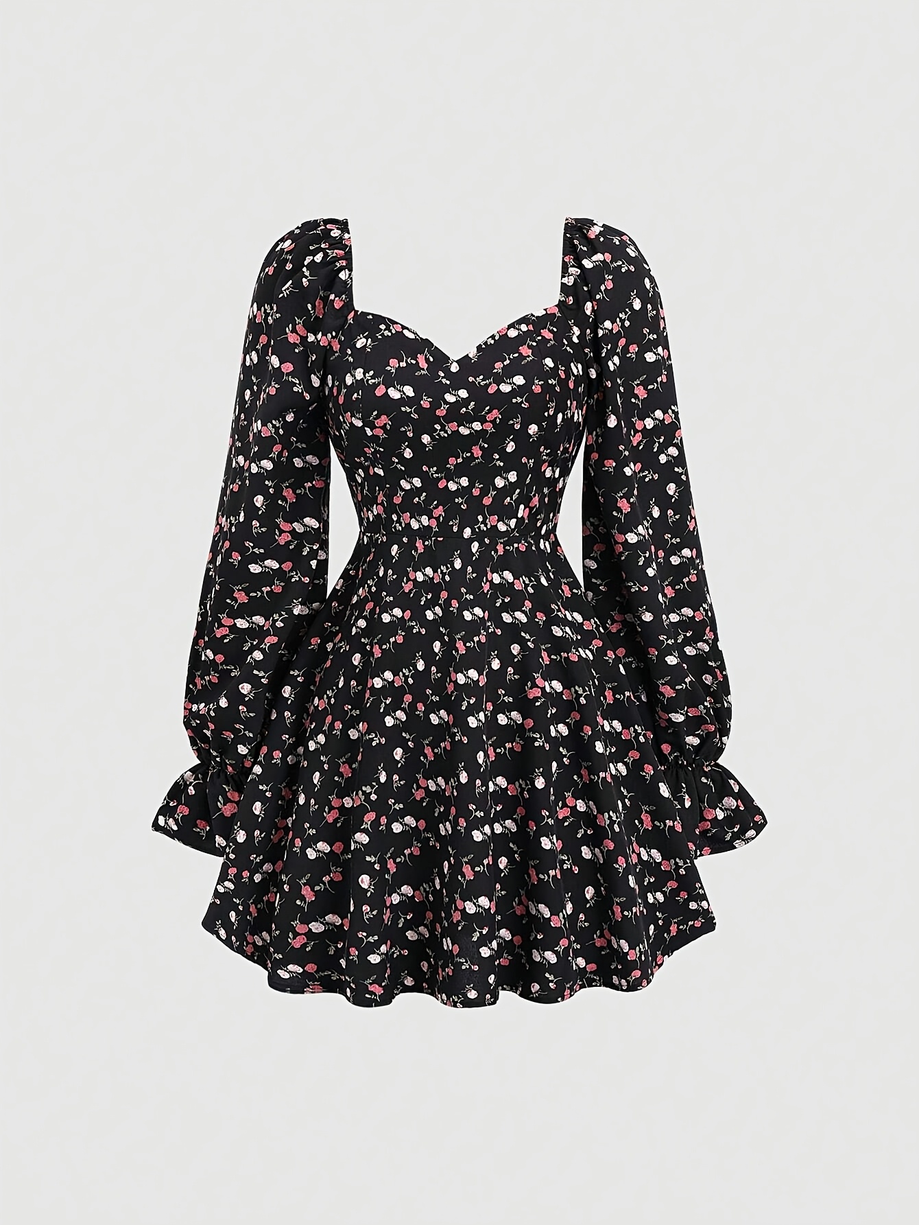 black floral dress sold on Temu United States