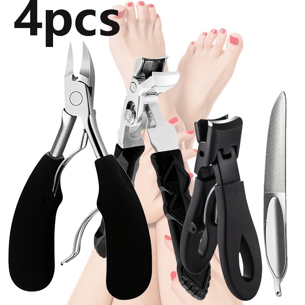 

4pcs Professional Toenail Clipper Set - Stainless Steel, Wide Jaw, & Easy To Clean - Nails, Men, Women & Seniors - Ideal Christmas Gift