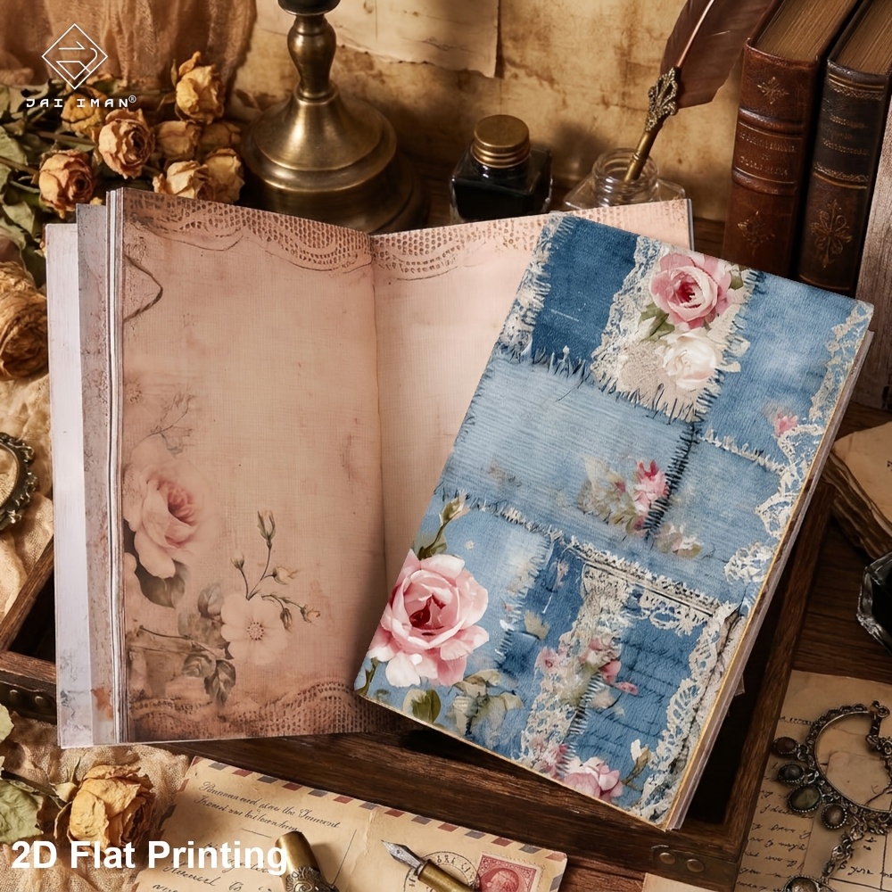 TEMU JAI IMAN Junk Journal Scrivibile Formato A5 da 96 (motivi non ripetuti) con Motivi a Rose per Album da Disegno, , Scrapbooking, Design , di