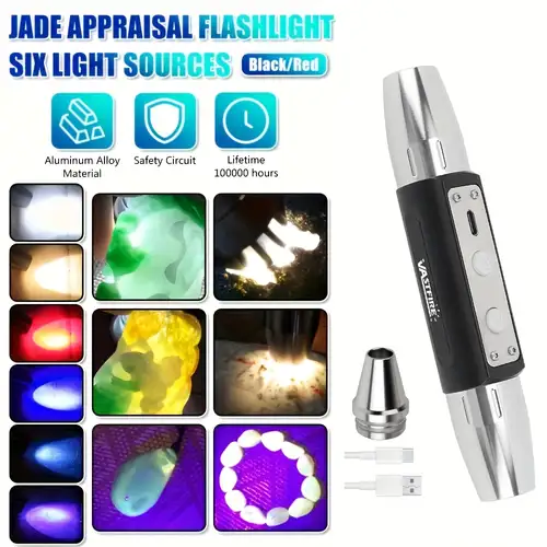 Torcia UV Ultravioletto 365/395nm – Kit Ispezione Gemme Giada E Controllo Banconote (LED 18650)