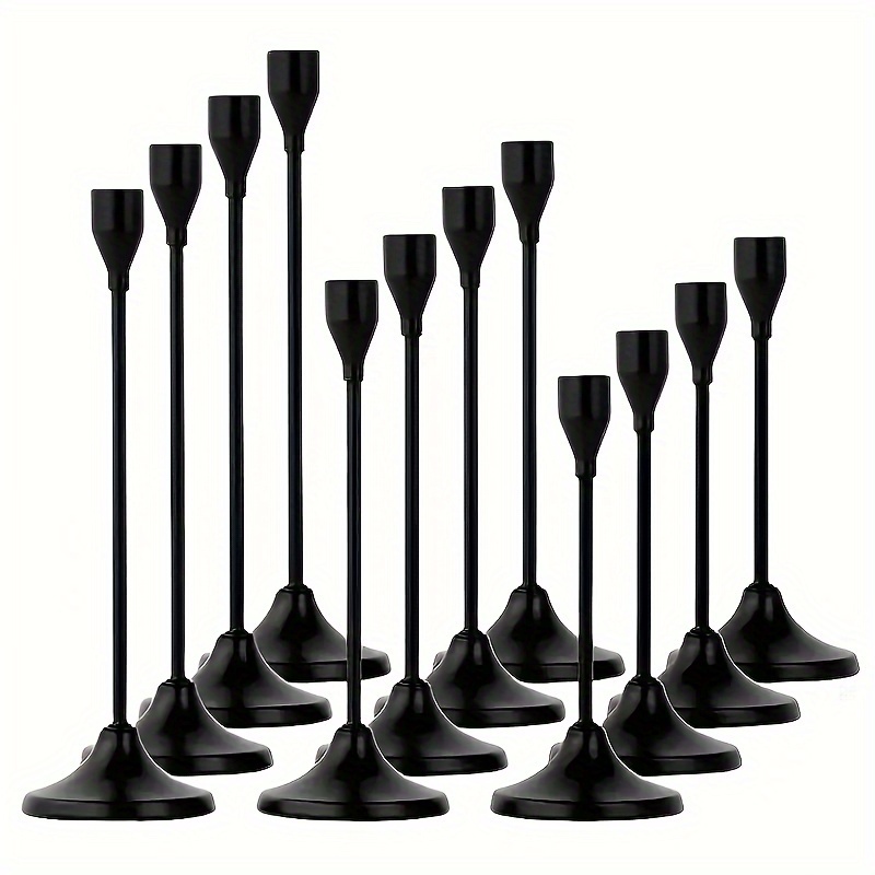 Image of 12pcs Elegant Black Metal Candle Holders - Perfect For Romantic Dinners, Valentine's Day, Halloween & Christmas Decor | Ideal For Weddings, Birthdays & Parties
