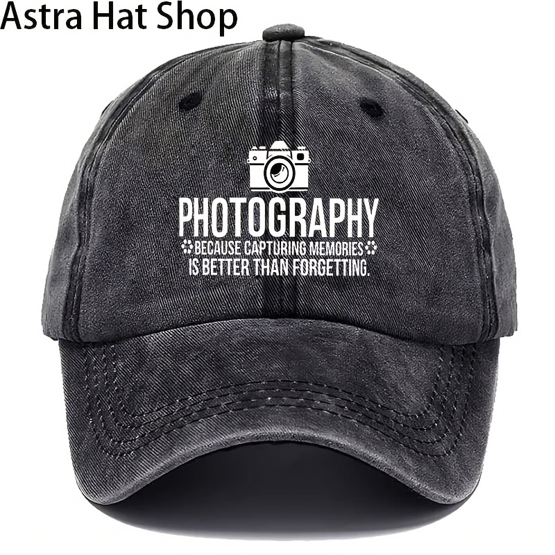 E-shop Fotografie Baseball Cap mit weißem Kameradesign - Leichte, atmungsaktive Mütze für Reisen, Outdoor-Fotografie und - Schwarz/Blau/Grün/Beige -