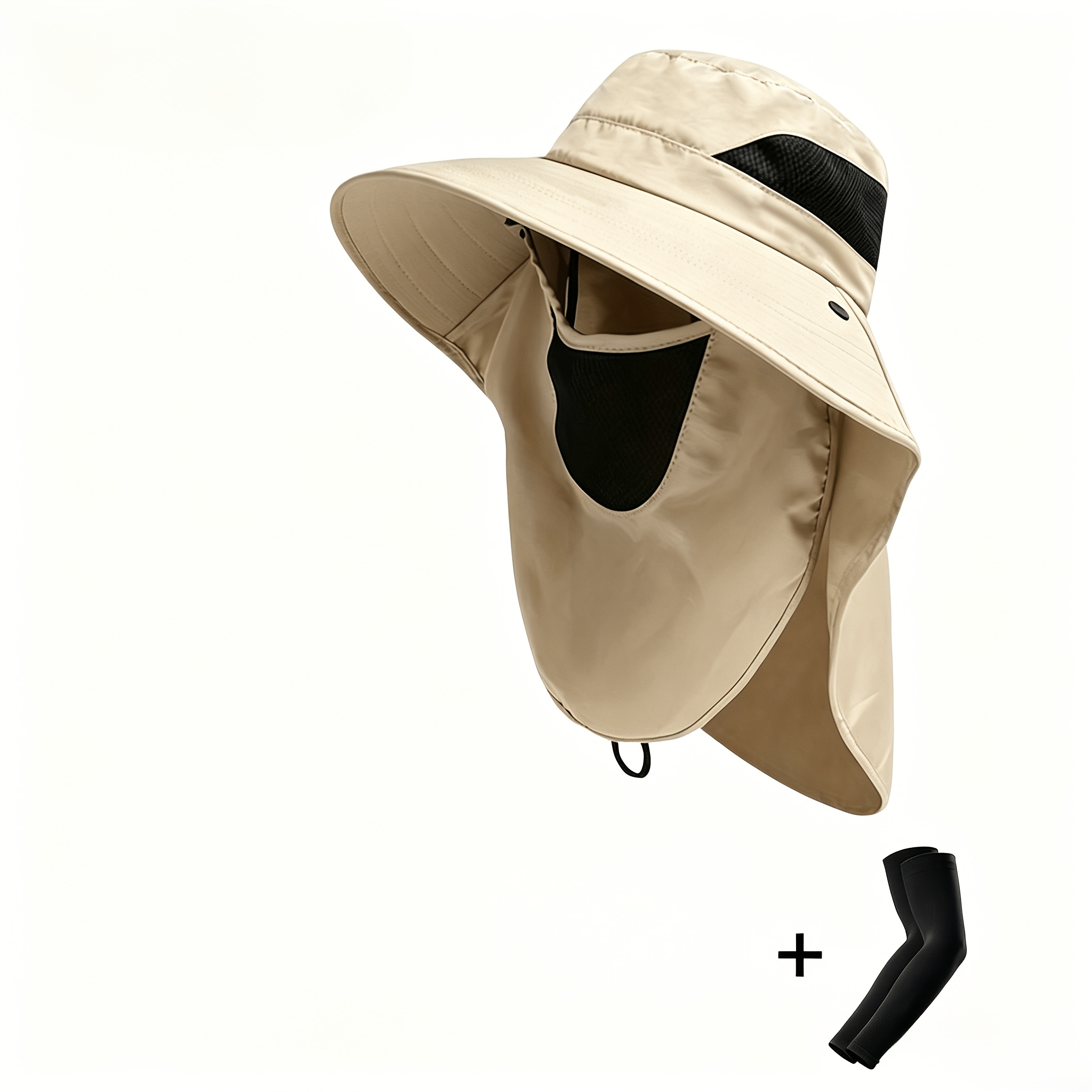 TEMU Outdoor Sun Hat, (hat And Sleeve) Unisex Quick-dry Fisherman Hat, Breathable Mesh With Removable Face Mask, Suitable For Fishing And Various