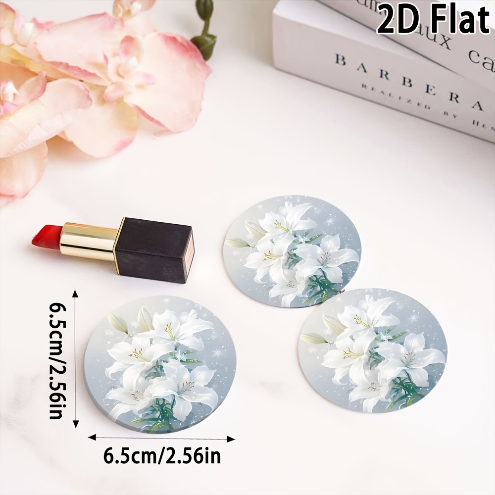 Exquisite Round Makeup Mirror with Snow White Lily Theme