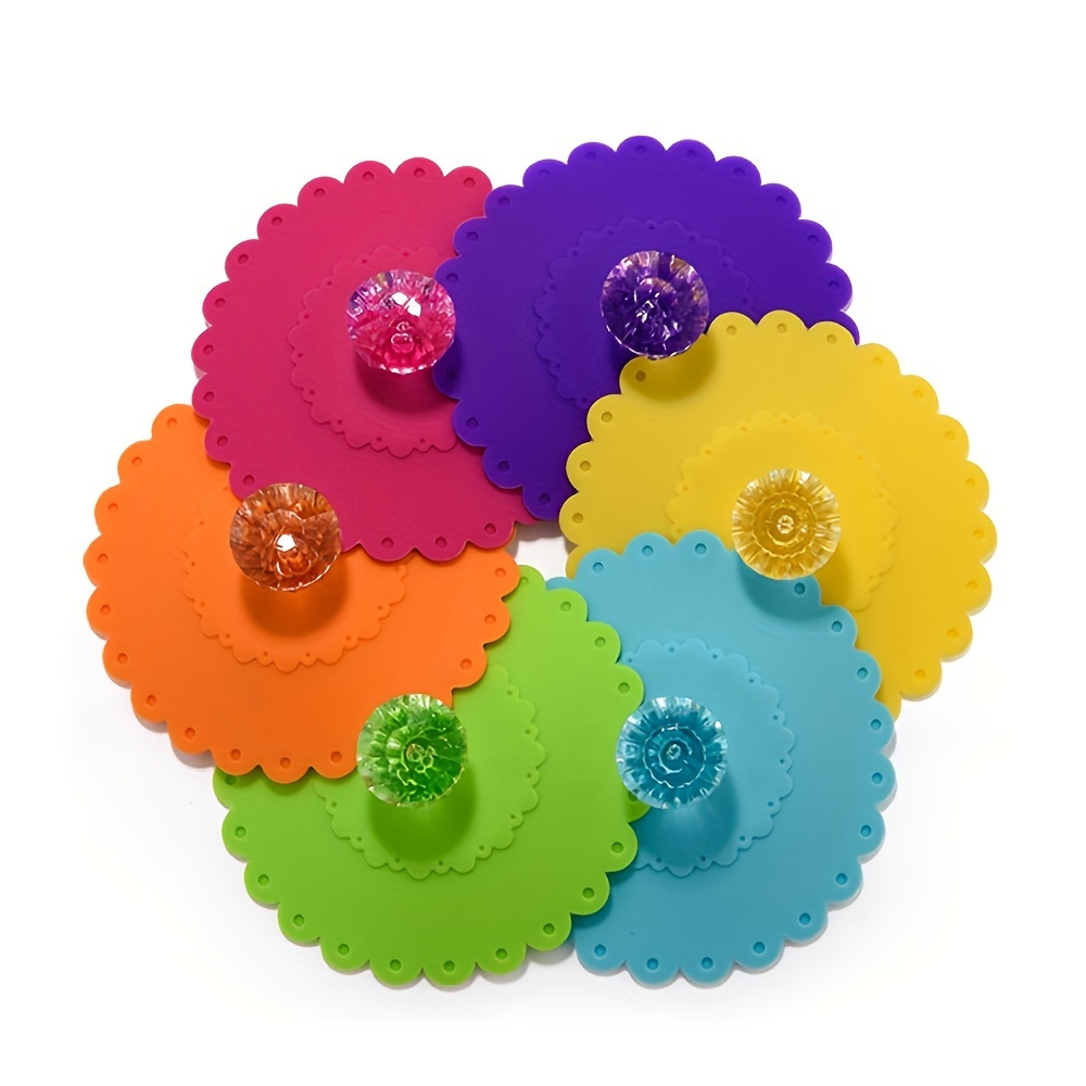 

6pcs Silicone Flower Cup Lids, Food-grade Reusable, Durable Drink Covers, Fits Hot & Cold Beverages