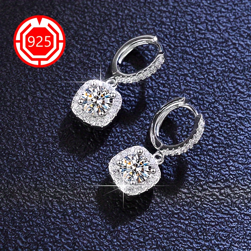 925 Silver Sparkling Square Tassel Drop Earrings