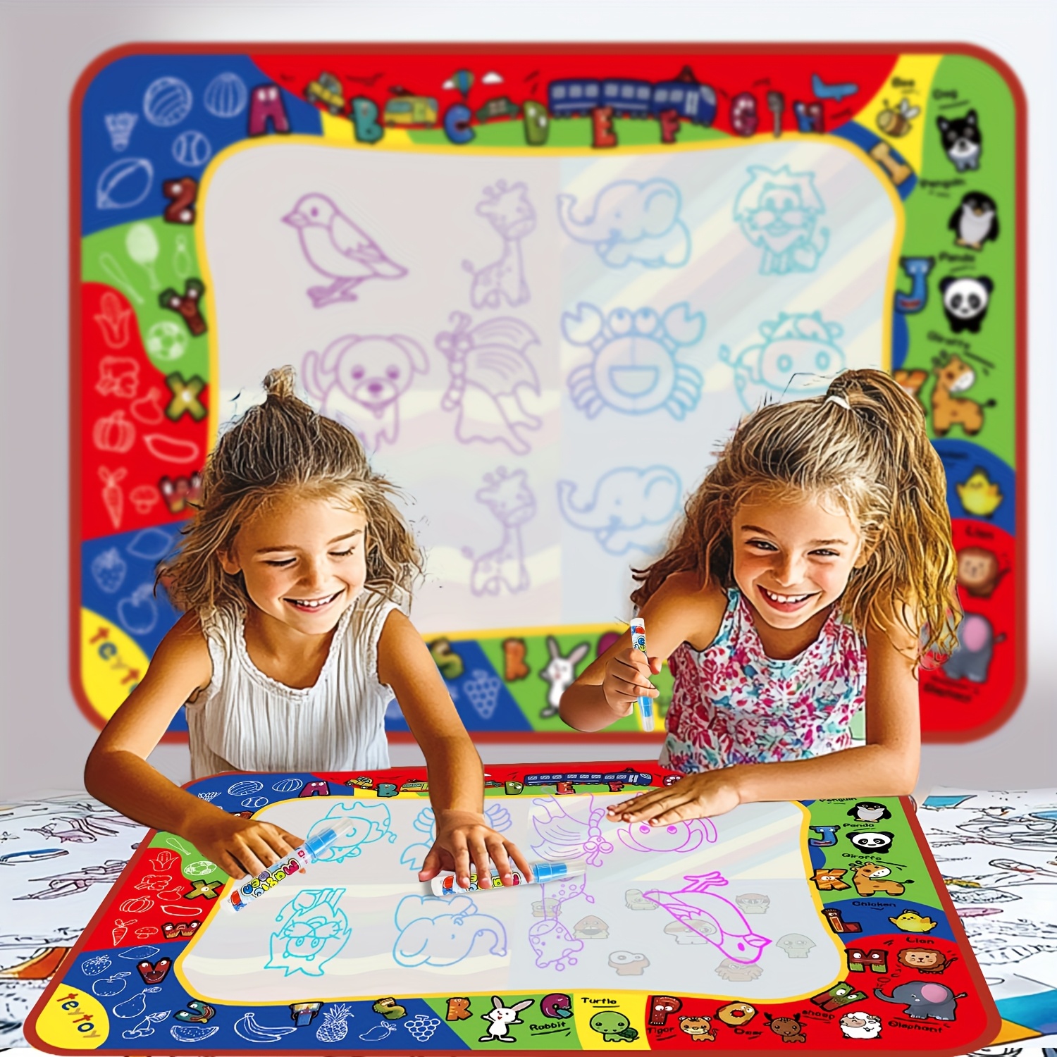 

Kids Water Drawing Mat With 2 Water Pens - Reusable, Mess-free, Large Size, Interactive With Parents, Safe Material, Holiday Gifts For Boys And Girls, Easter, Children's Day, Christmas