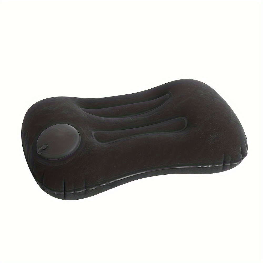 TEMU 1pc Square Plush Inflatable Pillow, Portable Neck Support Cushion With Self-inflating Function, Suitable For Outdoor Travel And Camping