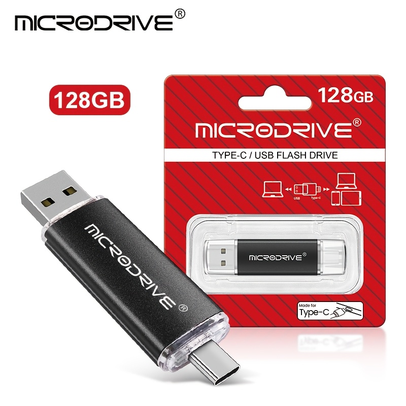 TEMU Clé USB MICRODRIVE Double Interface 128GB 64GB Universelle pour Téléphones et Ordinateurs, Transfert Rapide de Fichiers/Vidéos/Photos, Multiples