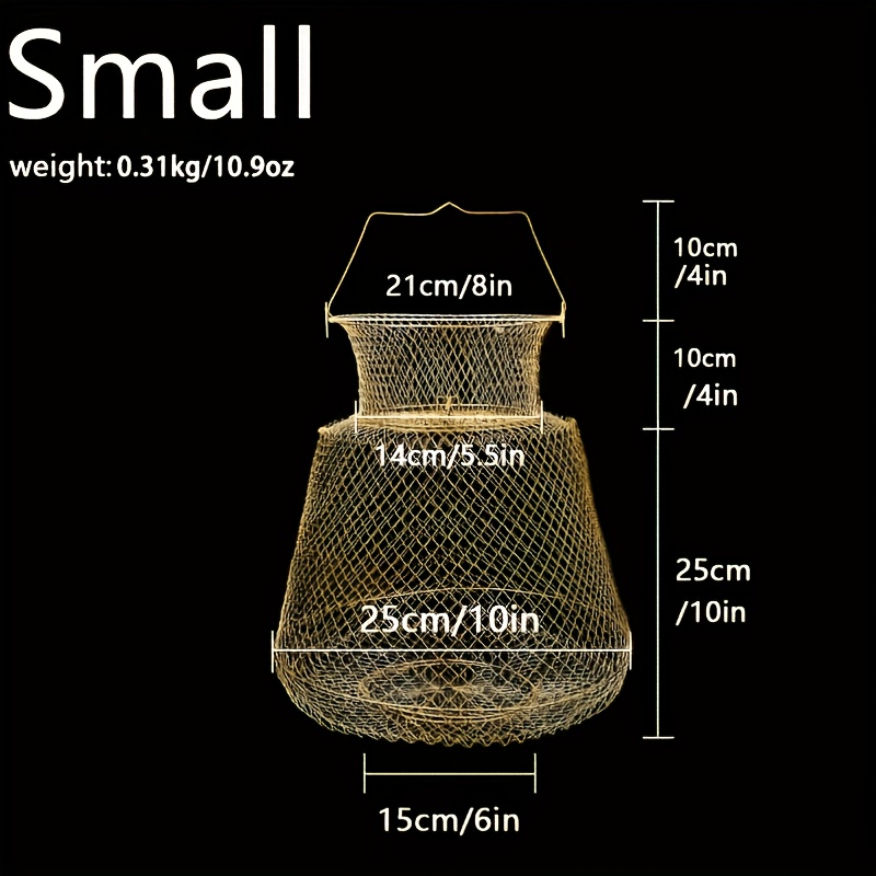 1pc Goture Collapsible Fish Net Cage - Portable Metal Crab Basket With Hexagonal Design, Sturdy & Lightweight For Fishing, Home Use, Outdoor Gear, Fishing Nets For Fish, Sturdy Construction