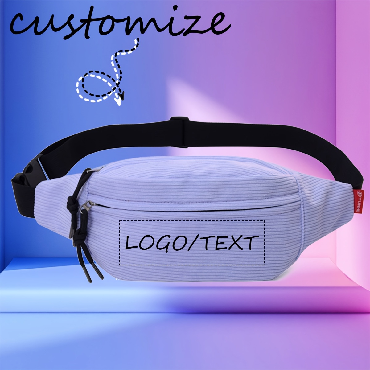 TEMU A Custom Autumn And Winter Diy Corduroy Casual Waist Bag, Unisex, Large Capacity, Lightweight, Travel-friendly, Versatile, Suitable Activities,