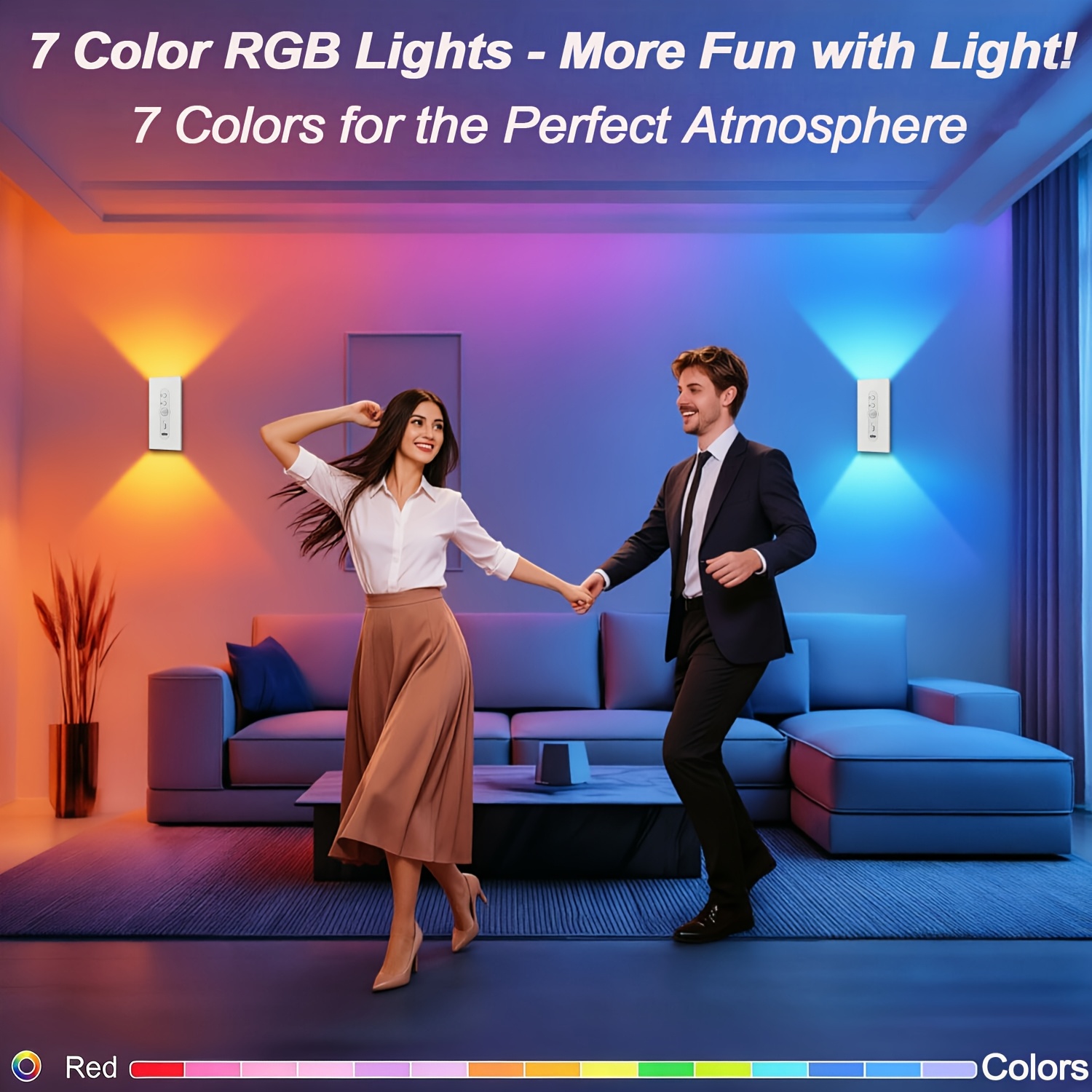 7 Color Rechargeable Motion Sensor Wall Light for Living Room