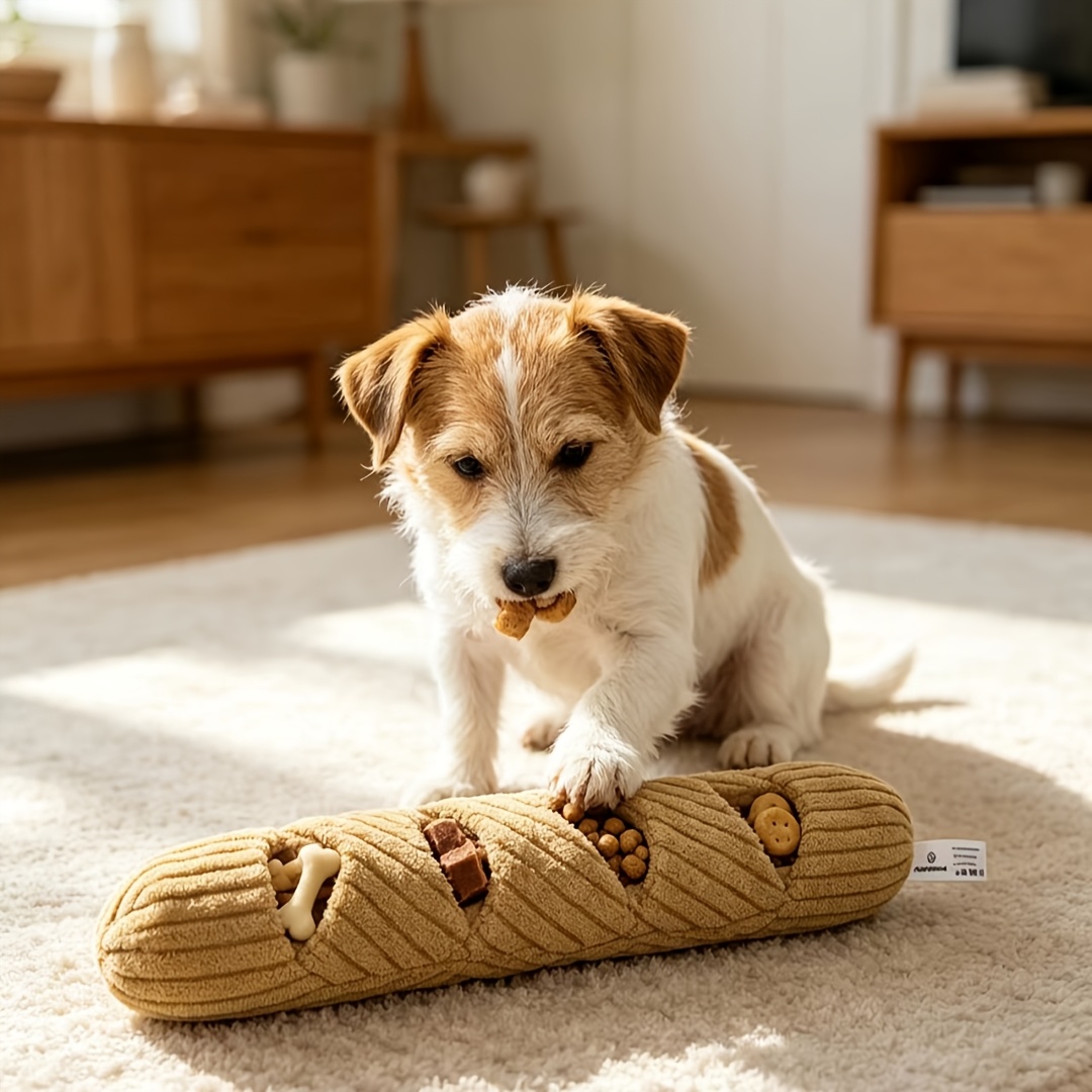 TEMU Interactive Baguette Snuffle Dog Toy, Enrichment Treat Dispensing Chew Play Toy With For Foraging Training And Boredom Relief, Without Battery