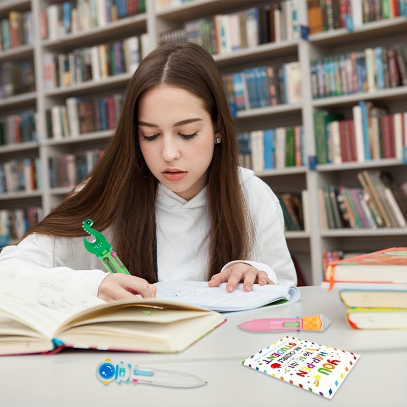 84pcs 28sets end of year student gifts   cute cartoon 4 in 1 multicolor retractable ballpoint pens with gift cards suitable for school party gifts and bulk for school exchange gifts Product details 1