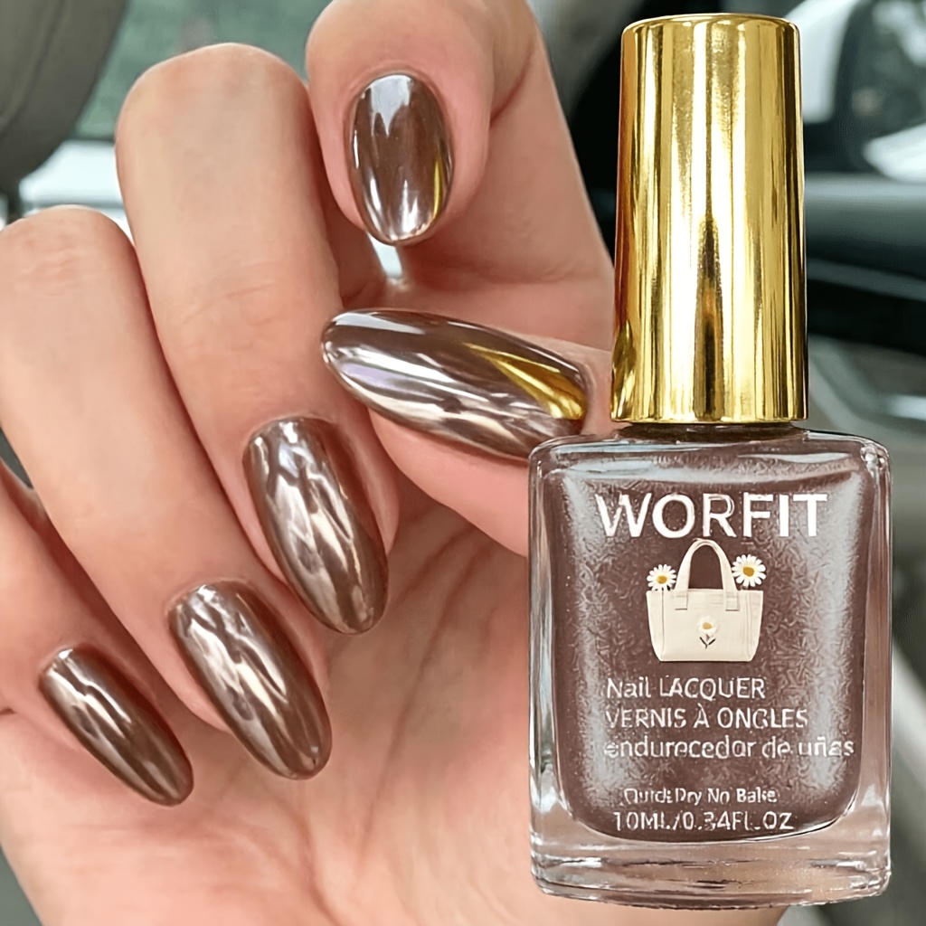 Image of New Brown Mirror Nail Polish, Natural Quick-dry, Metallic Texture Effect, Brightening Nails, Suitable For Party Holiday Gifts, Spring And Summer Hand And Foot Nail Polish