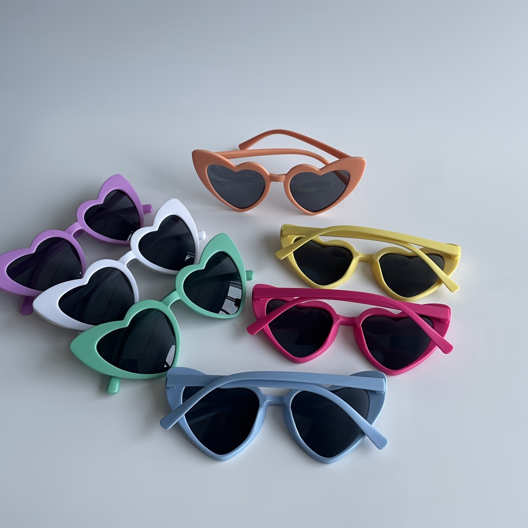 

7 Paquets de Lunettes en Forme de Coeur pour Enfants - 7 Couleurs, Achat en Gros, Accessoires, Cadeaux de Fête, Âges 3-14