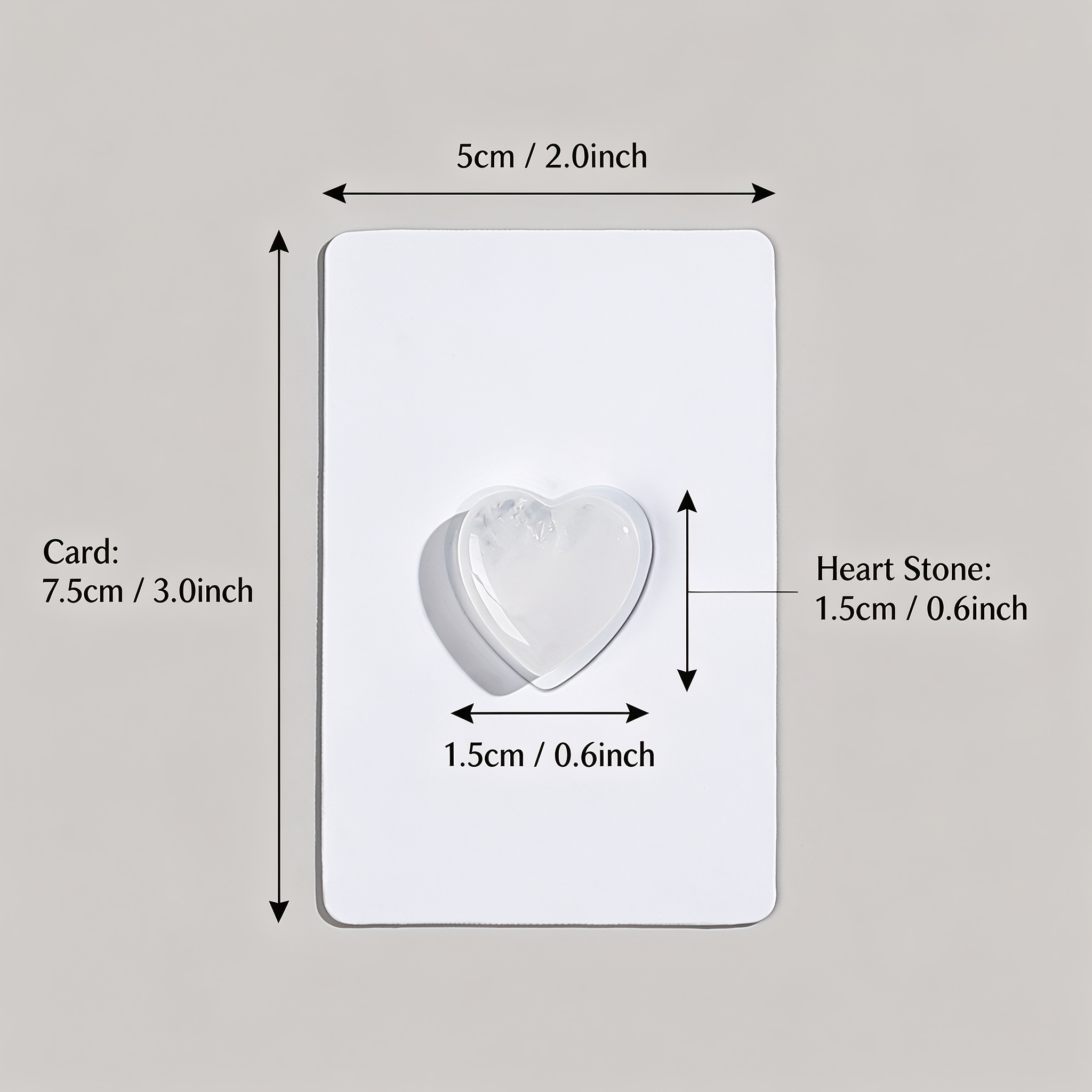 Natural Clear Quartz Crystal Heart Stone with Card