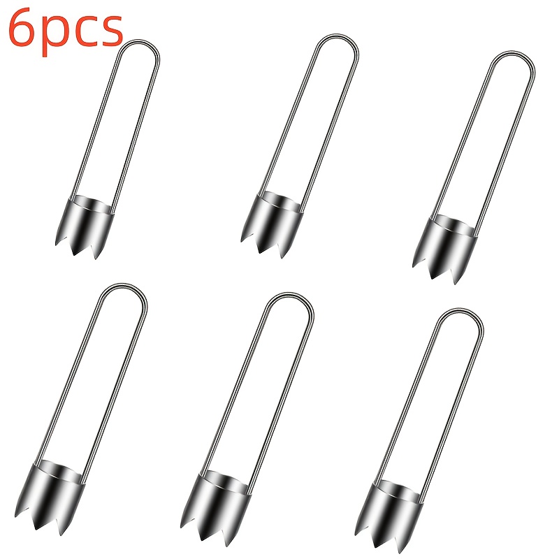 TEMU 6pcs Stainless Steel Fruit & Vegetable Corer Set - Easy-to-use Kitchen Gadgets For , , Tomatoes, And Bell Peppers - Durable, Rust-resistant, And