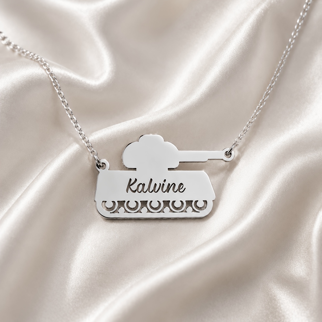 Custom 18K Gold Plated Tank Name Necklace