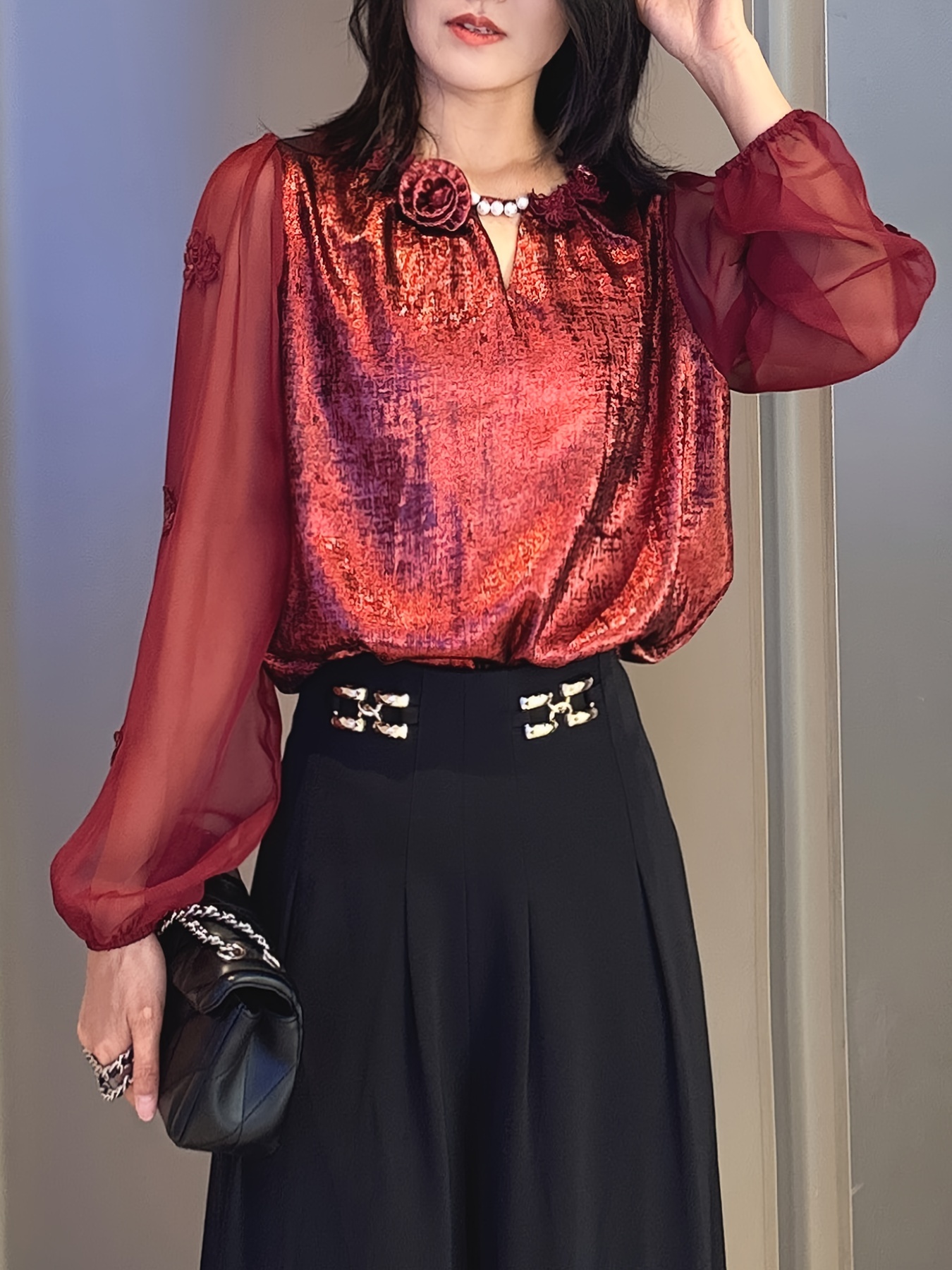 Blusa Roja Blusas Orientales Para Mujer Blusas Estilo Oriental - Main Image