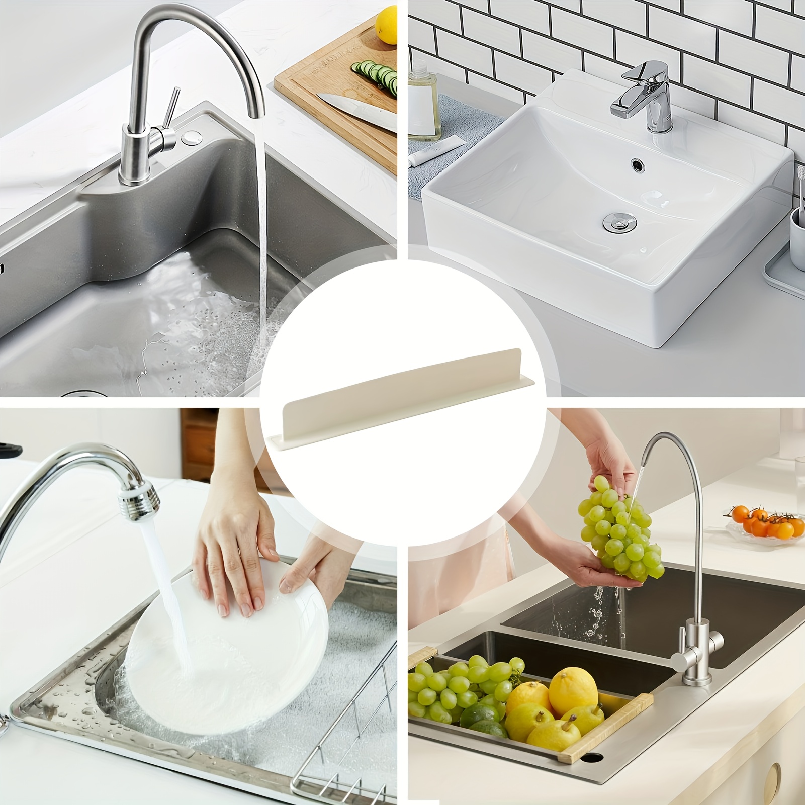 heavy-duty silicone sink splash guard - non-slip, easy-  barrier for kitchen, bathroom, dishwashing - fits standard sink  , prevents splash & mess, modern  , kitchen sink accessory, mess prevention, sleek kitchen accessory, spacesaving solution, nonslip grip, high quality material, basin protector, cleaning enthusiasts, busy households Product details 2