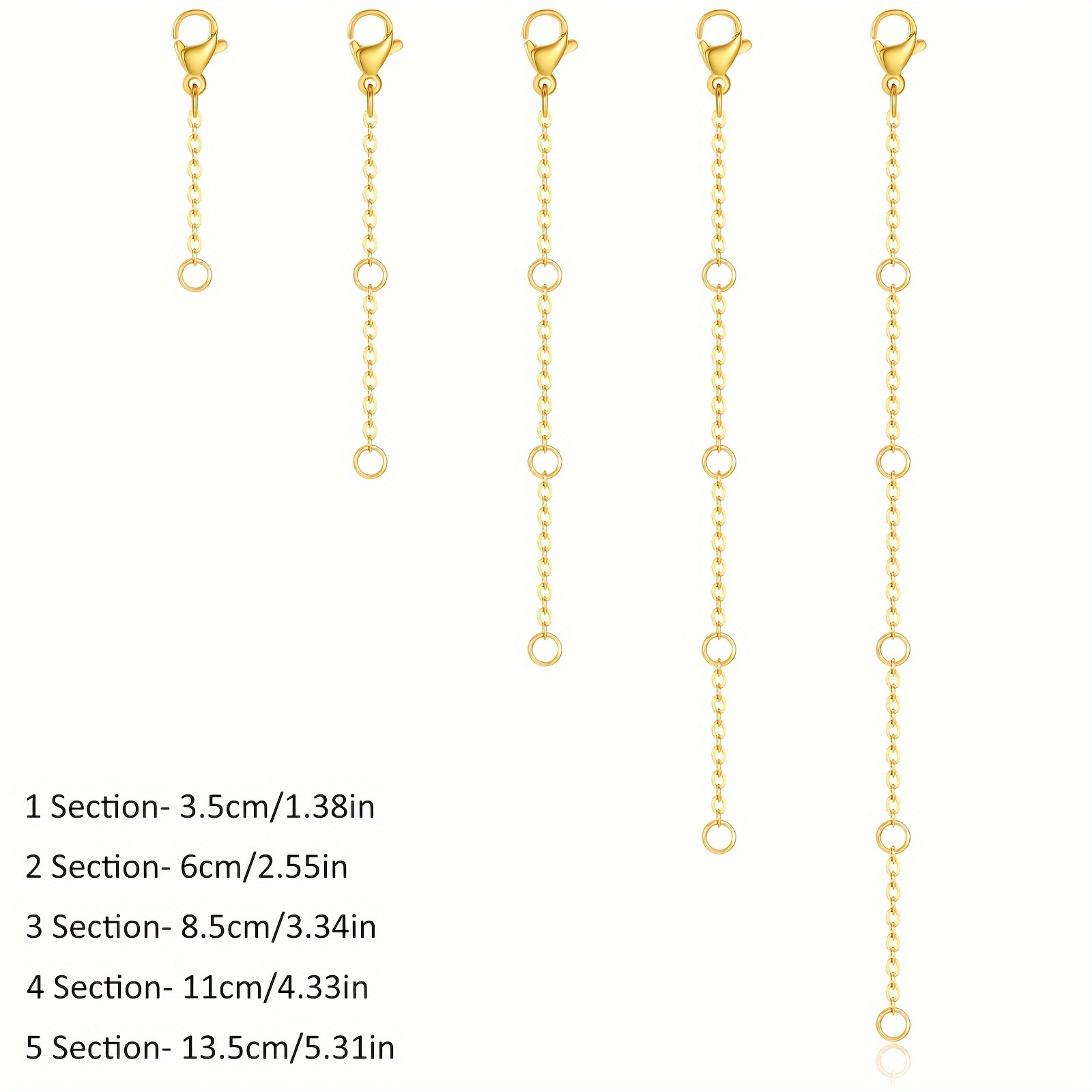 Image of 5pcs Stainless Steel Necklace Extender Chain - Golden And Silvery - For Bracelets, Anklets, And Jewelry Making