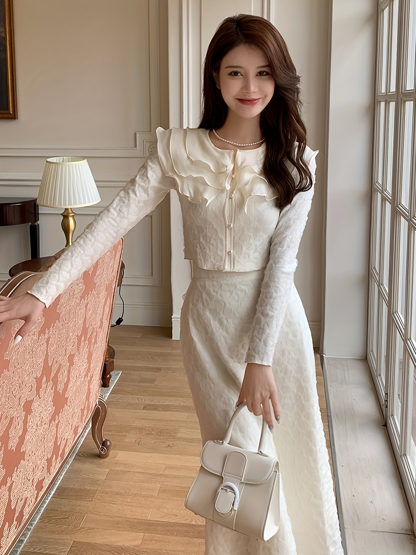 conjunto elegante piezas estilo francés mujeres diseño Temu Colombia